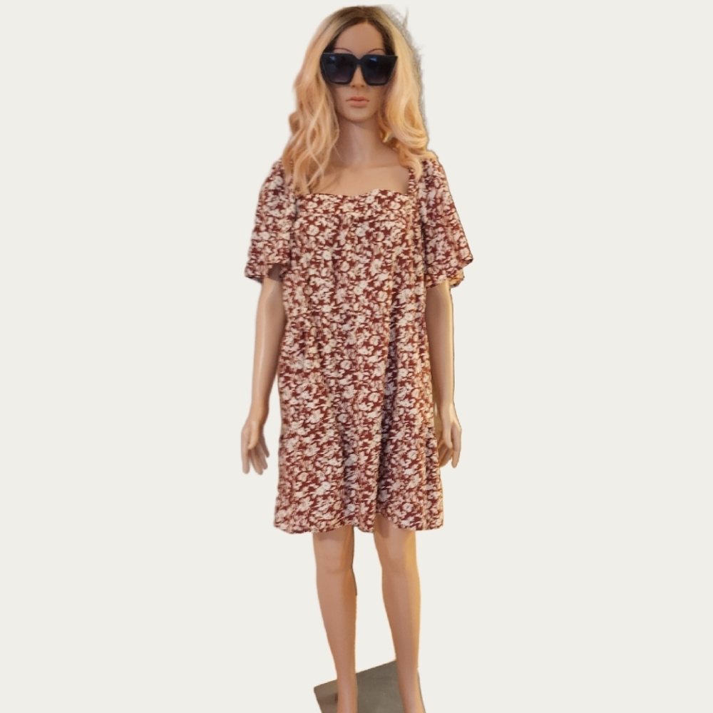 Abercrombie & Fitch Floral Mini Dress - Red and White